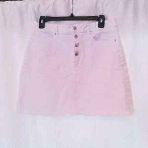 NWOT Loft White Denim Mini Skirt with fringed hem line.  Size 10.